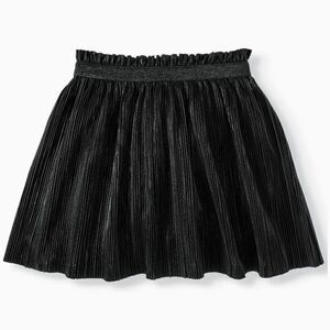 ACCORDION Pleat Skirt Shiny Irridescent Black Elastic Waist Pull On Large NWT